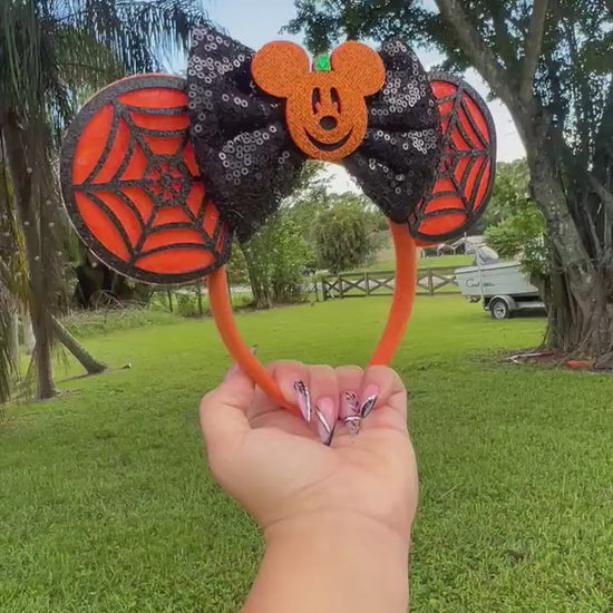 Mickey Halloween Ears, Mickey Ears, Mickey Pumpkin, Mickey spider webs, halloween, Disney, Gift, Gift Idea