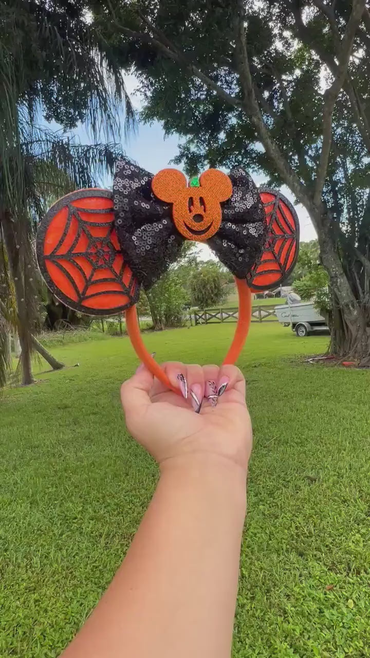 Mickey Halloween Ears, Mickey Ears, Mickey Pumpkin, Mickey spider webs, halloween, Disney, Gift, Gift Idea